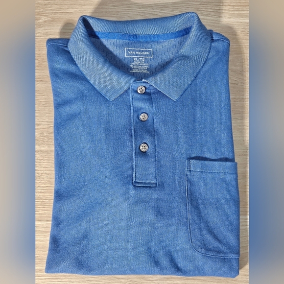Van Heusen Men's Polo Shirt Blue Size XL, Slim Fit, Short Sleeve, Pre-owned - Picture 1 of 6